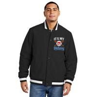  7 Years Old Baseball Player 7th Birthday Party   Insulated Varsity Jacket