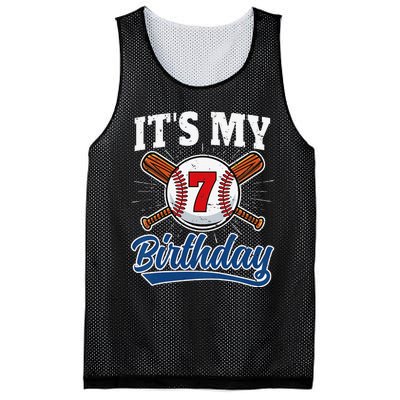  7 Years Old Baseball Player 7th Birthday Party   Mesh Reversible Basketball Jersey Tank