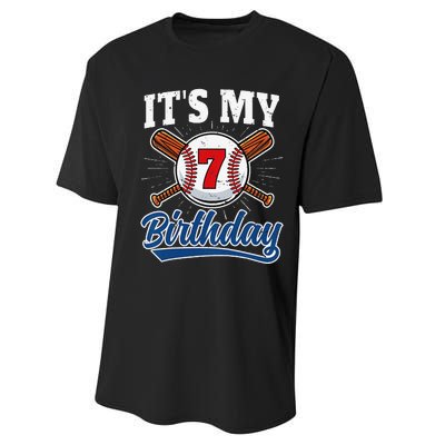  7 Years Old Baseball Player 7th Birthday Party   Performance Sprint T-Shirt