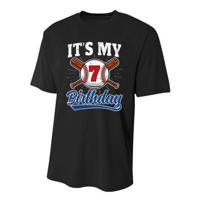  7 Years Old Baseball Player 7th Birthday Party   Youth Performance Sprint T-Shirt