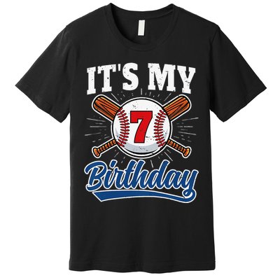  7 Years Old Baseball Player 7th Birthday Party   Premium T-Shirt