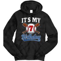  7 Years Old Baseball Player 7th Birthday Party   Tie Dye Hoodie