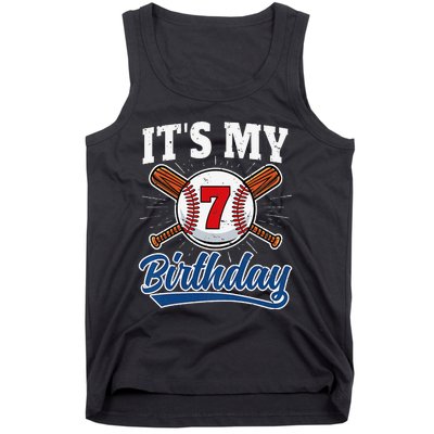  7 Years Old Baseball Player 7th Birthday Party   Tank Top