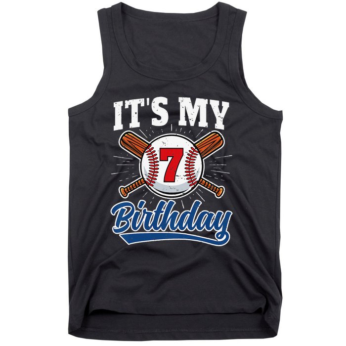  7 Years Old Baseball Player 7th Birthday Party   Tank Top