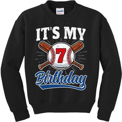  7 Years Old Baseball Player 7th Birthday Party   Kids Sweatshirt