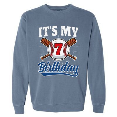  7 Years Old Baseball Player 7th Birthday Party   Garment-Dyed Sweatshirt