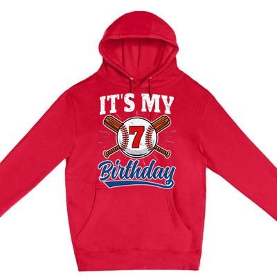  7 Years Old Baseball Player 7th Birthday Party   Premium Pullover Hoodie