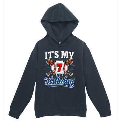  7 Years Old Baseball Player 7th Birthday Party   Urban Pullover Hoodie