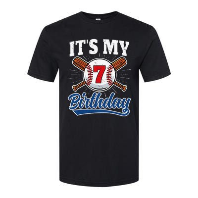  7 Years Old Baseball Player 7th Birthday Party   Softstyle CVC T-Shirt