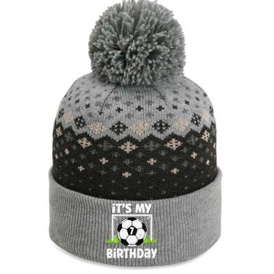 7 Years Old Soccer 7th Birthday Player Bday Party The Baniff Cuffed Pom Beanie