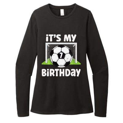 7 Years Old Soccer 7th Birthday Player Bday Party Womens CVC Long Sleeve Shirt