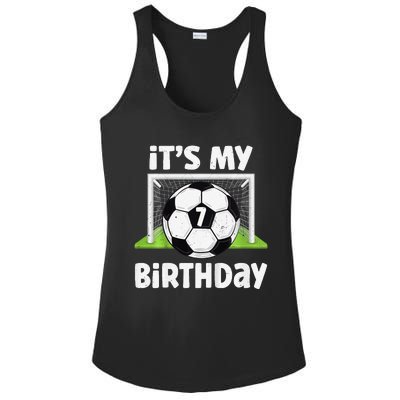 7 Years Old Soccer 7th Birthday Player Bday Party Ladies PosiCharge Competitor Racerback Tank