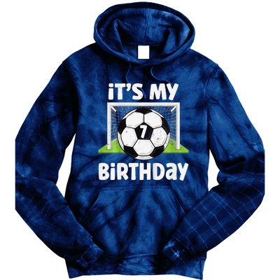 7 Years Old Soccer 7th Birthday Player Bday Party Tie Dye Hoodie