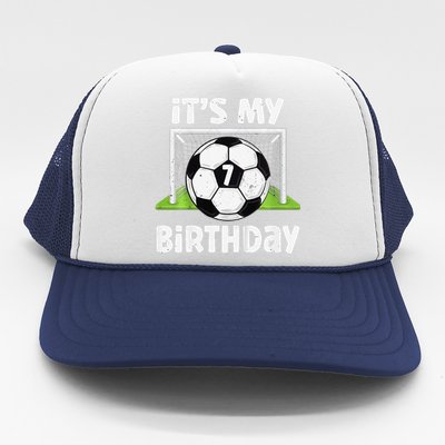 7 Years Old Soccer 7th Birthday Player Bday Party Trucker Hat