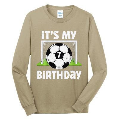 7 Years Old Soccer 7th Birthday Player Bday Party Tall Long Sleeve T-Shirt