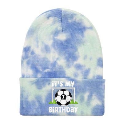 7 Years Old Soccer 7th Birthday Player Bday Party Tie Dye 12in Knit Beanie