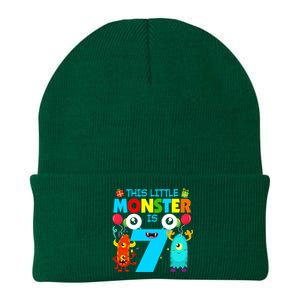 7 Year Old Gifts This Little Monster Is 7th Birthday Boy Knit Cap Winter Beanie