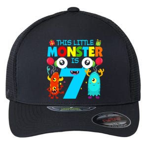 7 Year Old Gifts This Little Monster Is 7th Birthday Boy Flexfit Unipanel Trucker Cap