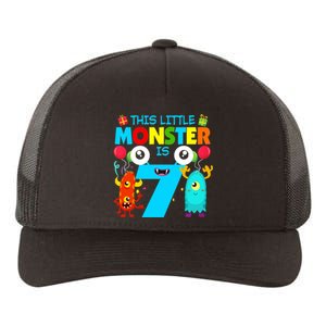 7 Year Old Gifts This Little Monster Is 7th Birthday Boy Yupoong Adult 5-Panel Trucker Hat