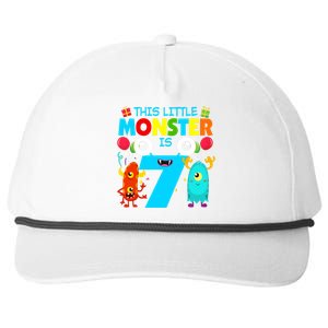 7 Year Old Gifts This Little Monster Is 7th Birthday Boy Snapback Five-Panel Rope Hat