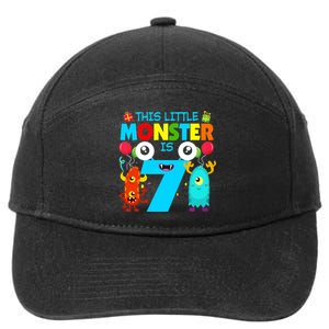 7 Year Old Gifts This Little Monster Is 7th Birthday Boy 7-Panel Snapback Hat