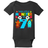 7 Year Old Gifts This Little Monster Is 7th Birthday Boy Baby Bodysuit