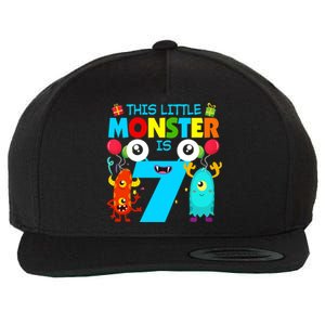 7 Year Old Gifts This Little Monster Is 7th Birthday Boy Wool Snapback Cap