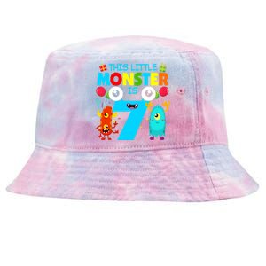 7 Year Old Gifts This Little Monster Is 7th Birthday Boy Tie-Dyed Bucket Hat