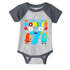 7 Year Old Gifts This Little Monster Is 7th Birthday Boy Infant Baby Jersey Bodysuit