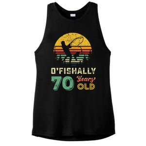 70 Years Old Seventy Grandpa Fish 70th Birthday Fishing Gift Ladies PosiCharge Tri-Blend Wicking Tank