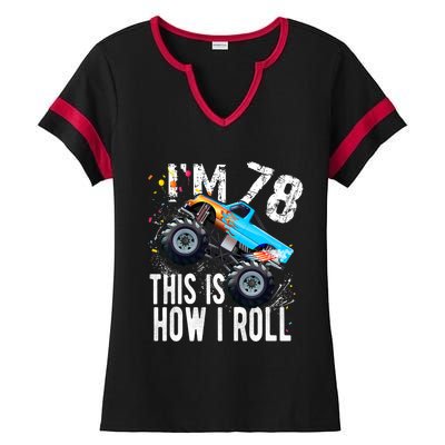 78 Year Old Gift Cool 78th Birthday Boy Gift For Monster Truck Car Lovers Ladies Halftime Notch Neck Tee