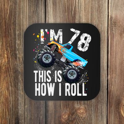 78 Year Old Gift Cool 78th Birthday Boy Gift For Monster Truck Car Lovers Coaster