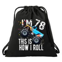 78 Year Old Gift Cool 78th Birthday Boy Gift For Monster Truck Car Lovers Drawstring Bag