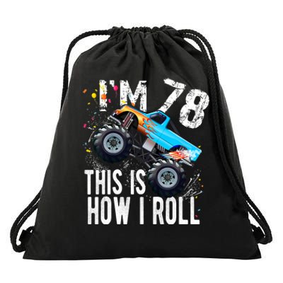 78 Year Old Gift Cool 78th Birthday Boy Gift For Monster Truck Car Lovers Drawstring Bag