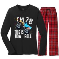 78 Year Old Gift Cool 78th Birthday Boy Gift For Monster Truck Car Lovers Women's Long Sleeve Flannel Pajama Set 