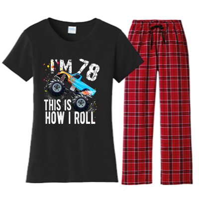 78 Year Old Gift Cool 78th Birthday Boy Gift For Monster Truck Car Lovers Women's Flannel Pajama Set