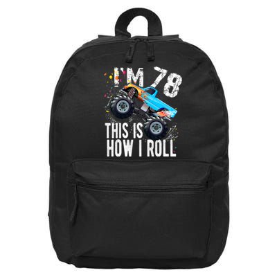 78 Year Old Gift Cool 78th Birthday Boy Gift For Monster Truck Car Lovers 16 in Basic Backpack