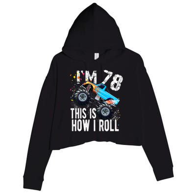 78 Year Old Gift Cool 78th Birthday Boy Gift For Monster Truck Car Lovers Crop Fleece Hoodie