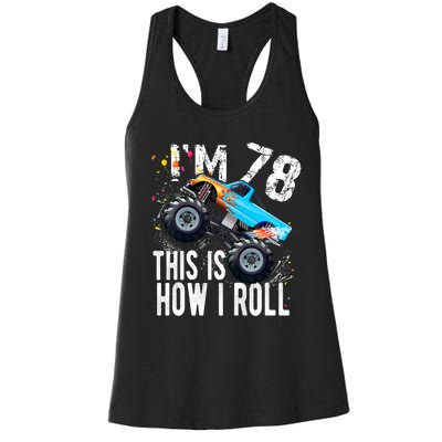 78 Year Old Gift Cool 78th Birthday Boy Gift For Monster Truck Car Lovers Women's Racerback Tank