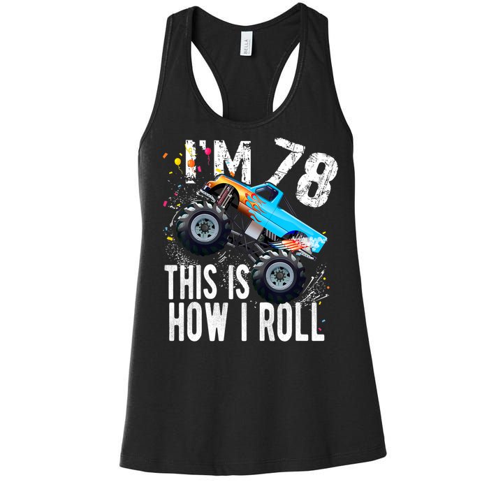 78 Year Old Gift Cool 78th Birthday Boy Gift For Monster Truck Car Lovers Women's Racerback Tank