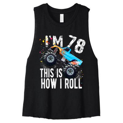 78 Year Old Gift Cool 78th Birthday Boy Gift For Monster Truck Car Lovers Women's Racerback Cropped Tank