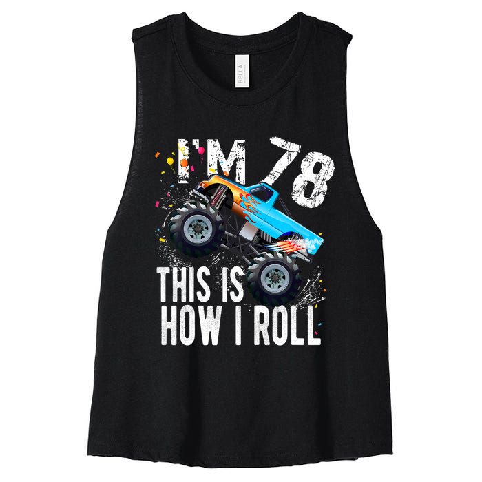 78 Year Old Gift Cool 78th Birthday Boy Gift For Monster Truck Car Lovers Women's Racerback Cropped Tank