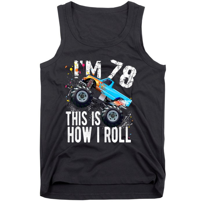 78 Year Old Gift Cool 78th Birthday Boy Gift For Monster Truck Car Lovers Tank Top