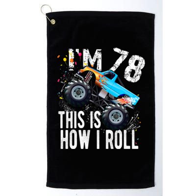 78 Year Old Gift Cool 78th Birthday Boy Gift For Monster Truck Car Lovers Platinum Collection Golf Towel