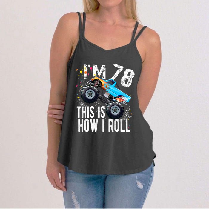 78 Year Old Gift Cool 78th Birthday Boy Gift For Monster Truck Car Lovers Women's Strappy Tank