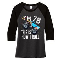 78 Year Old Gift Cool 78th Birthday Boy Gift For Monster Truck Car Lovers Women's Tri-Blend 3/4-Sleeve Raglan Shirt