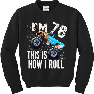 78 Year Old Gift Cool 78th Birthday Boy Gift For Monster Truck Car Lovers Kids Sweatshirt