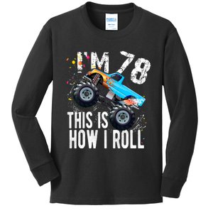 78 Year Old Gift Cool 78th Birthday Boy Gift For Monster Truck Car Lovers Kids Long Sleeve Shirt