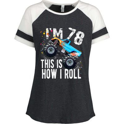 78 Year Old Gift Cool 78th Birthday Boy Gift For Monster Truck Car Lovers Enza Ladies Jersey Colorblock Tee