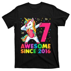 7 Years Old Unicorn Dabbing 7th Birthday Unicorn Party T-Shirt